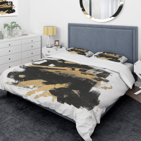Gold and Black drift I - Glam Duvet Cover Set