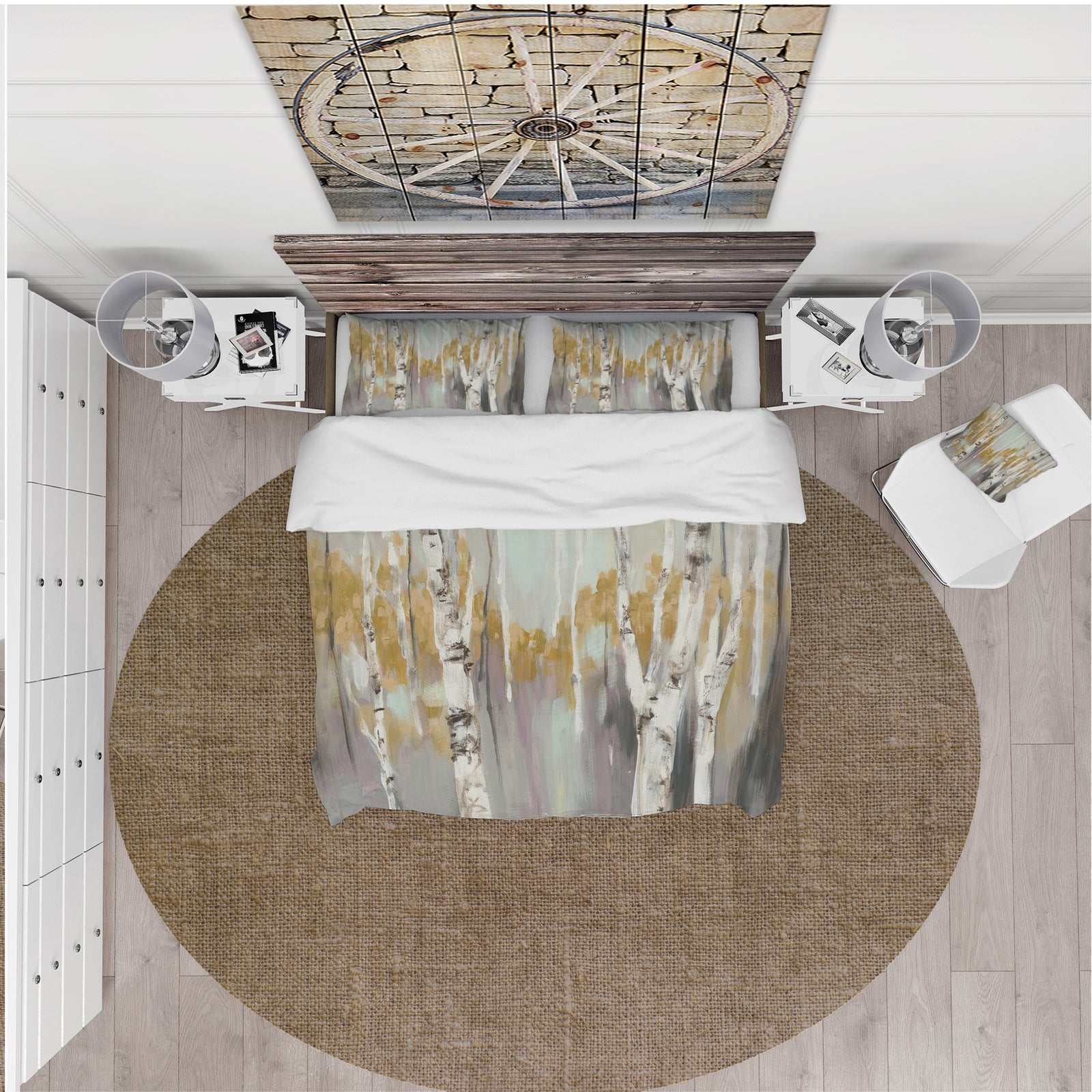 Silver and Yellow Birch Forest II - Cottage Duvet Cover Set