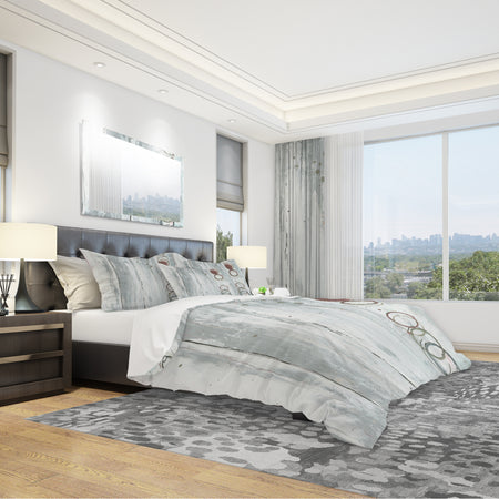 Whitewashed Chinchilla - Geometric Duvet Cover Set