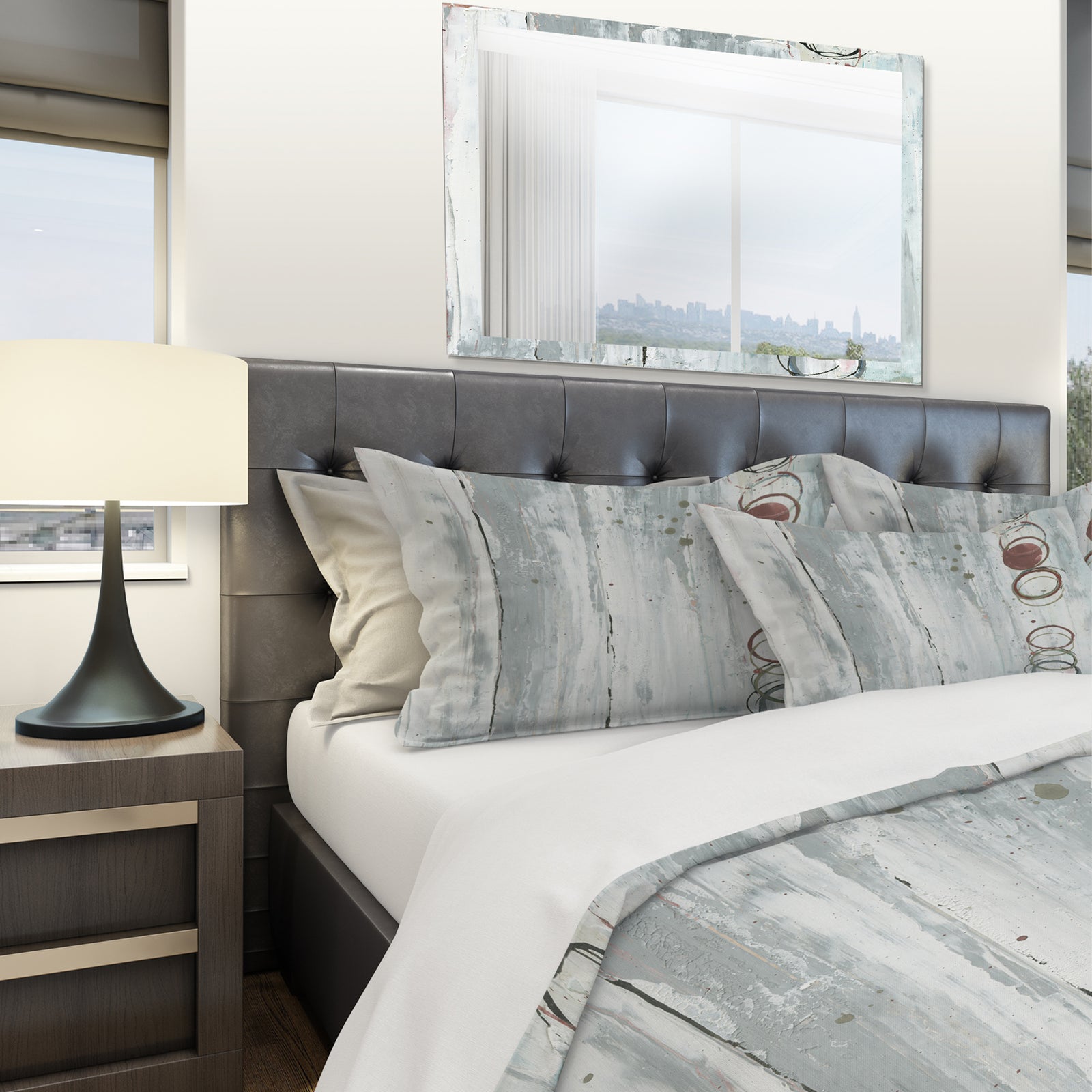 Whitewashed Chinchilla - Geometric Duvet Cover Set