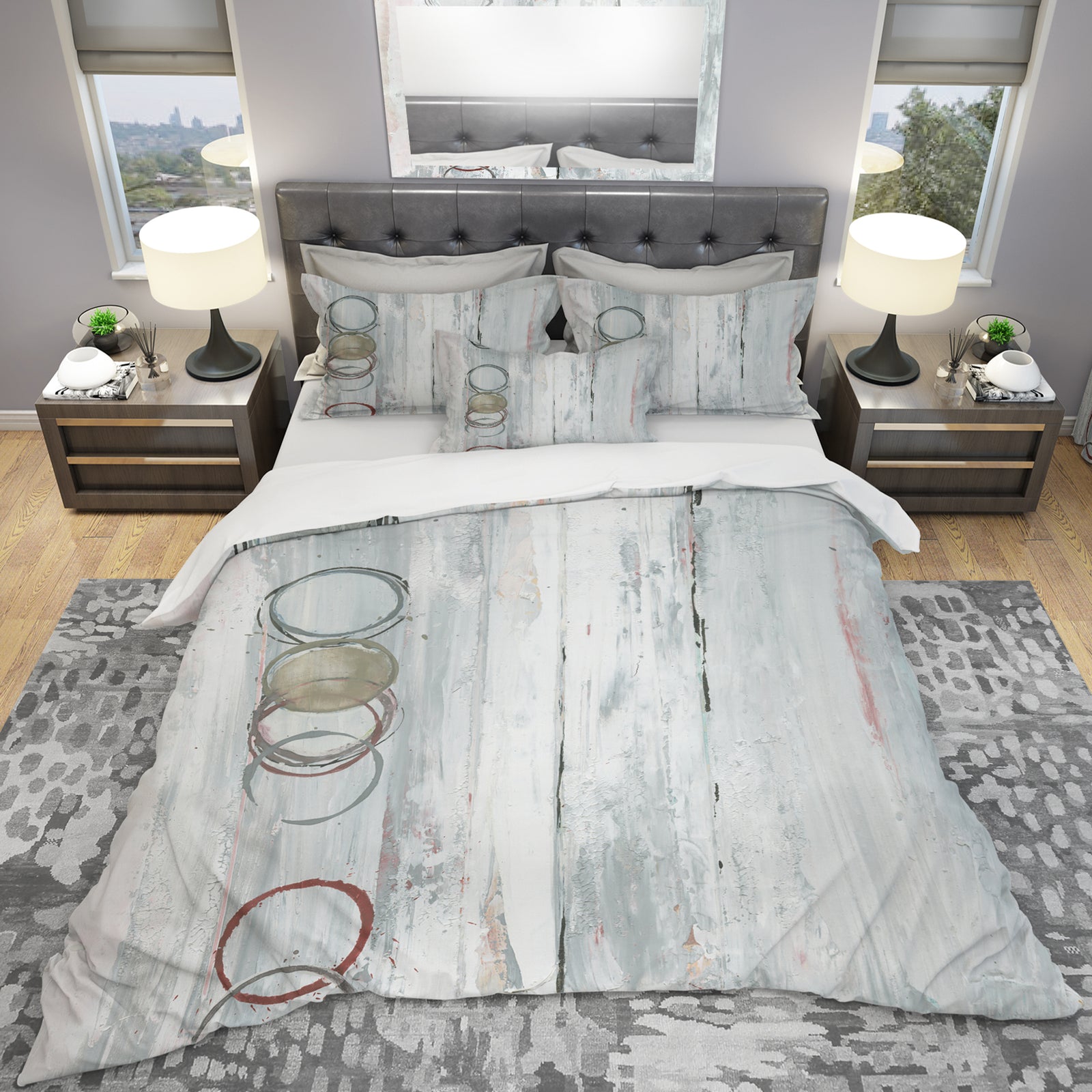 Whitewashed Syrah - Geometric Duvet Cover Set