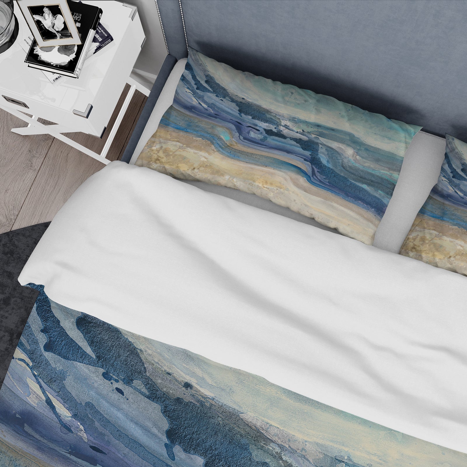 Coast Blue Sea Waves Watercolour - Traditional Duvet Cover Set