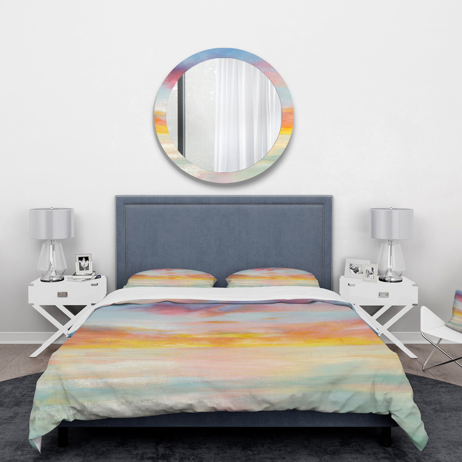 Pastel Pink And Blue Clouds - Traditional Duvet Cover Set