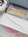 Pastel Pink And Blue Clouds - Traditional Duvet Cover Set