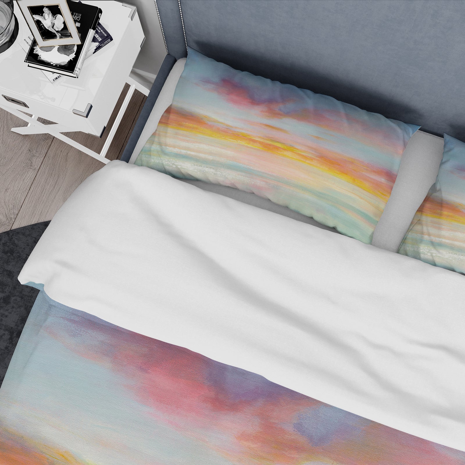 Pastel Pink And Blue Clouds - Traditional Duvet Cover Set