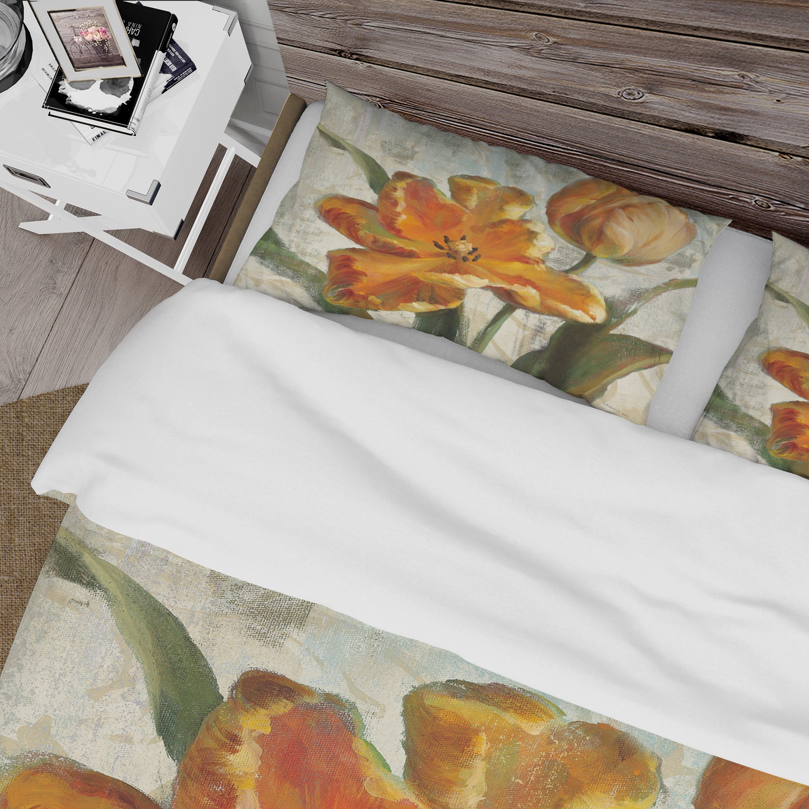 Parrot Tulips I on Ivory - Cottage Duvet Cover Set