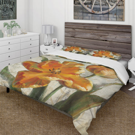 Parrot Tulips I on Ivory - Cottage Duvet Cover Set