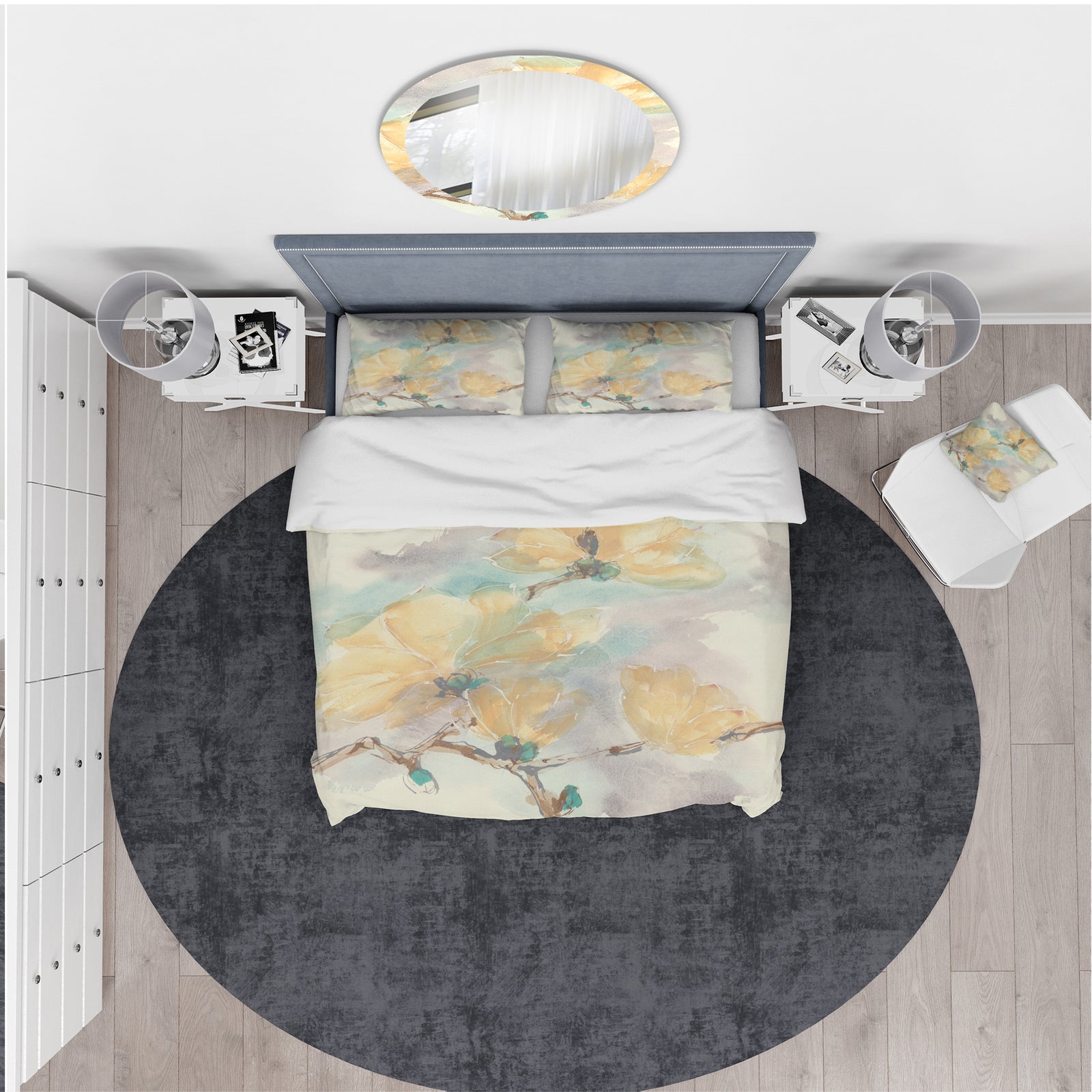 Magnolias in White II - Traditional Duvet Cover Set