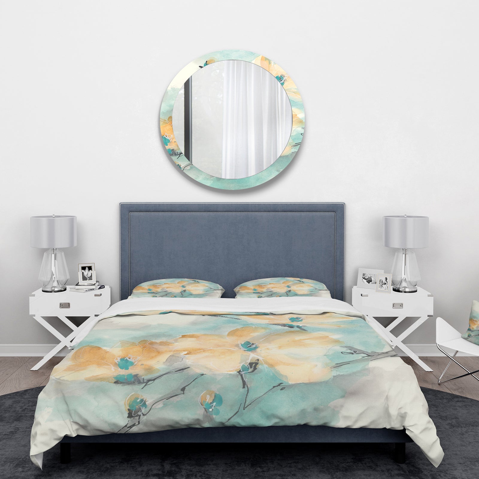 Teal Buds II - Traditional Duvet Cover Set