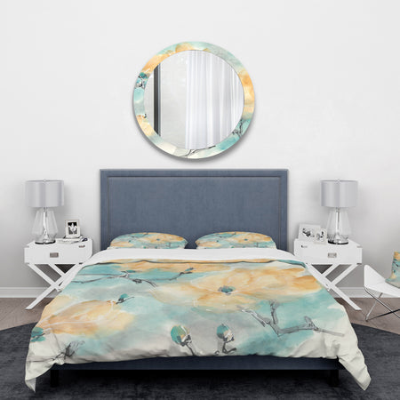 Teal Buds I - Traditional Duvet Cover Set