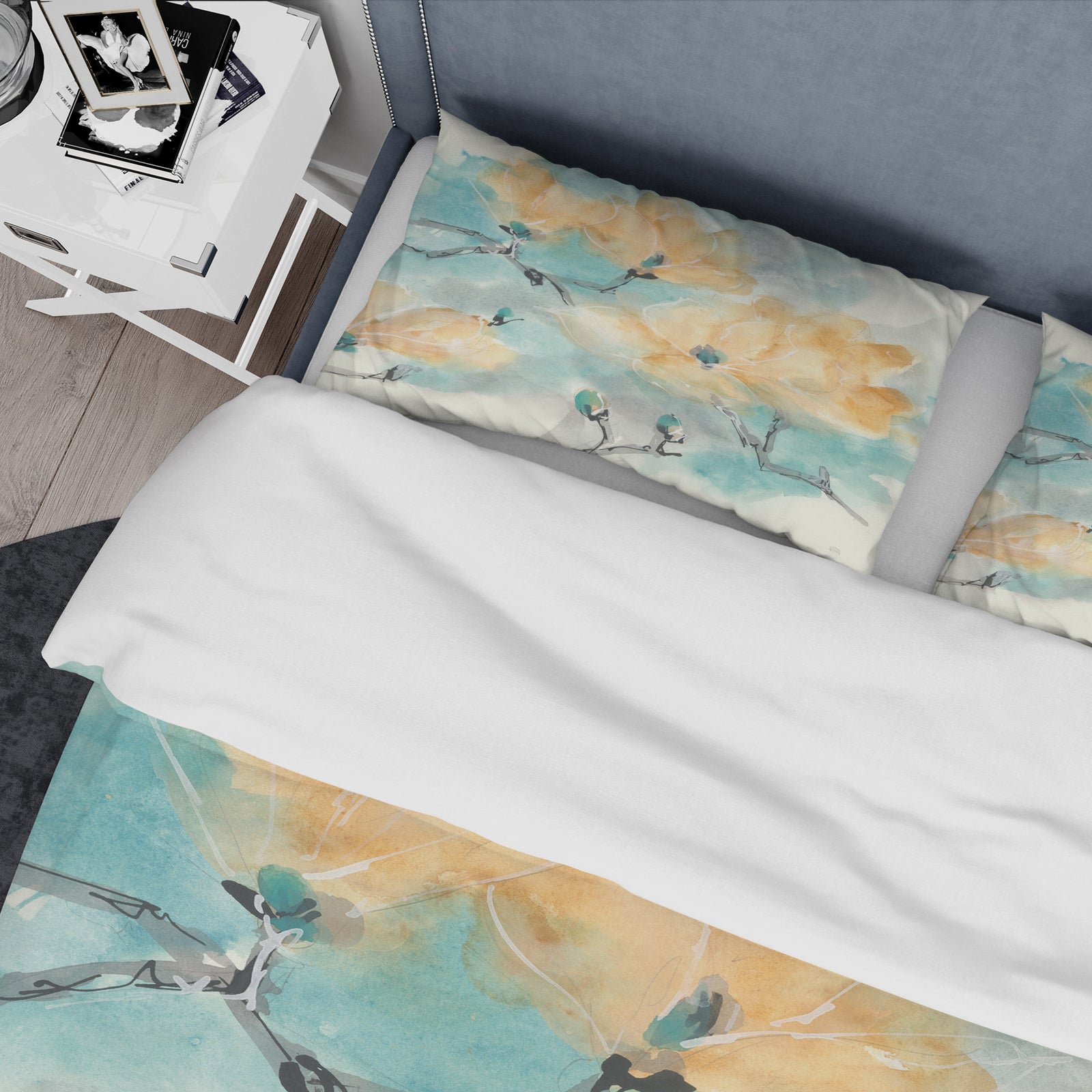 Teal Buds I - Traditional Duvet Cover Set