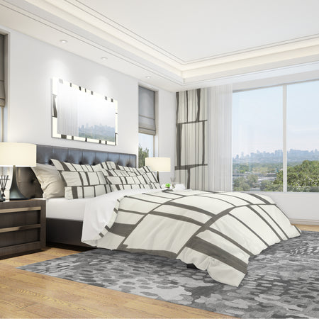 minimalist black and white I - Geometric Duvet Cover Set