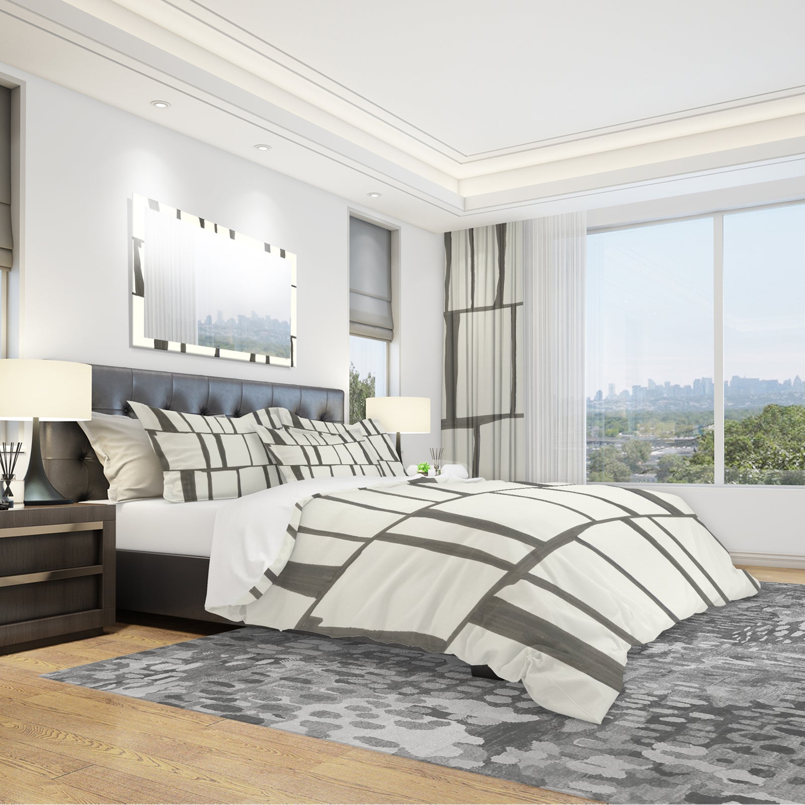 minimalist black and white I - Geometric Duvet Cover Set