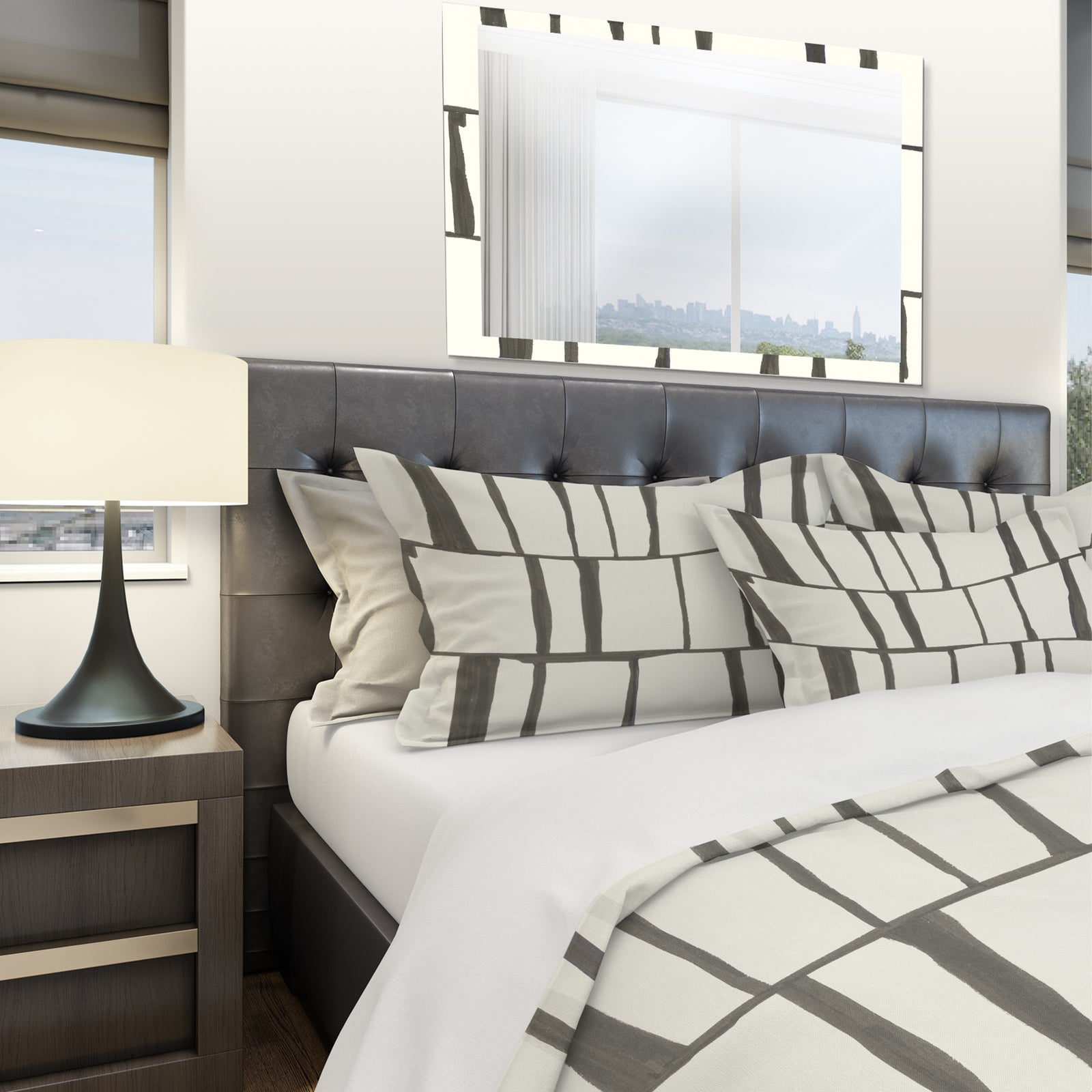 minimalist black and white I - Geometric Duvet Cover Set