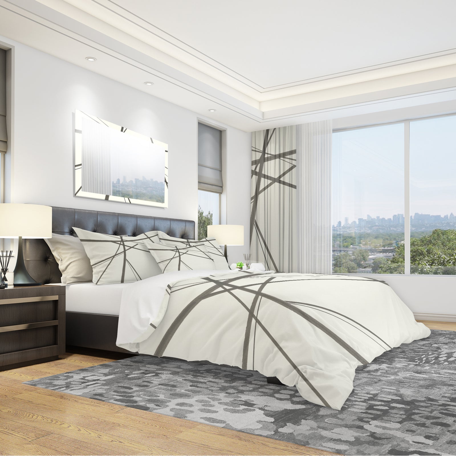 minimalist black and white III - Geometric Duvet Cover Set