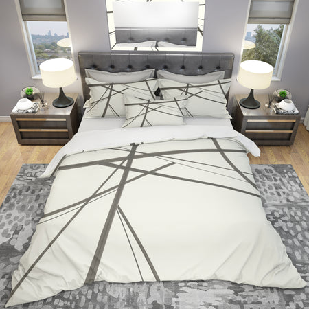 minimalist black and white III - Geometric Duvet Cover Set