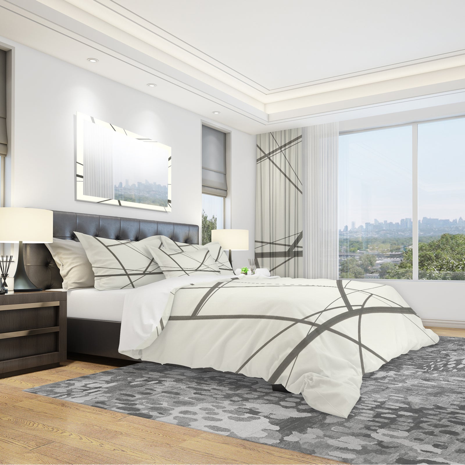 minimalist black and white IV - Geometric Duvet Cover Set