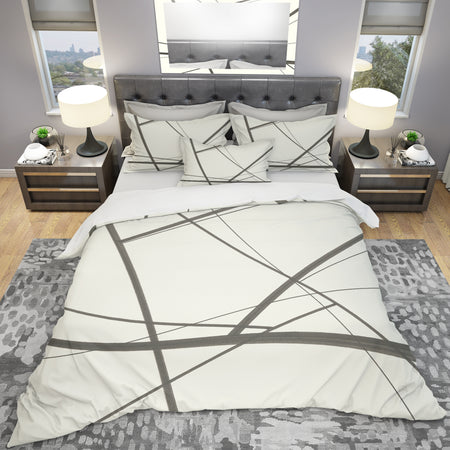 minimalist black and white IV - Geometric Duvet Cover Set