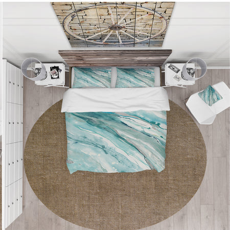 Silver Springs II Blue Green - Farmhouse Duvet Cover Set