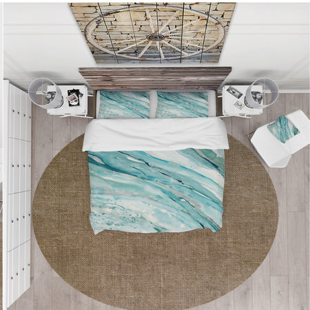 Silver Springs I Blue Green - Farmhouse Duvet Cover Set