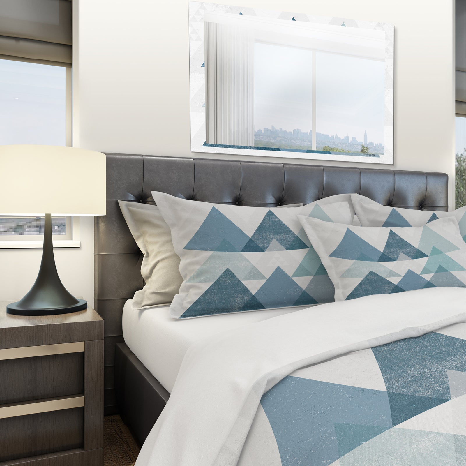 minimal Triangles IV Blue - Geometric Duvet Cover Set