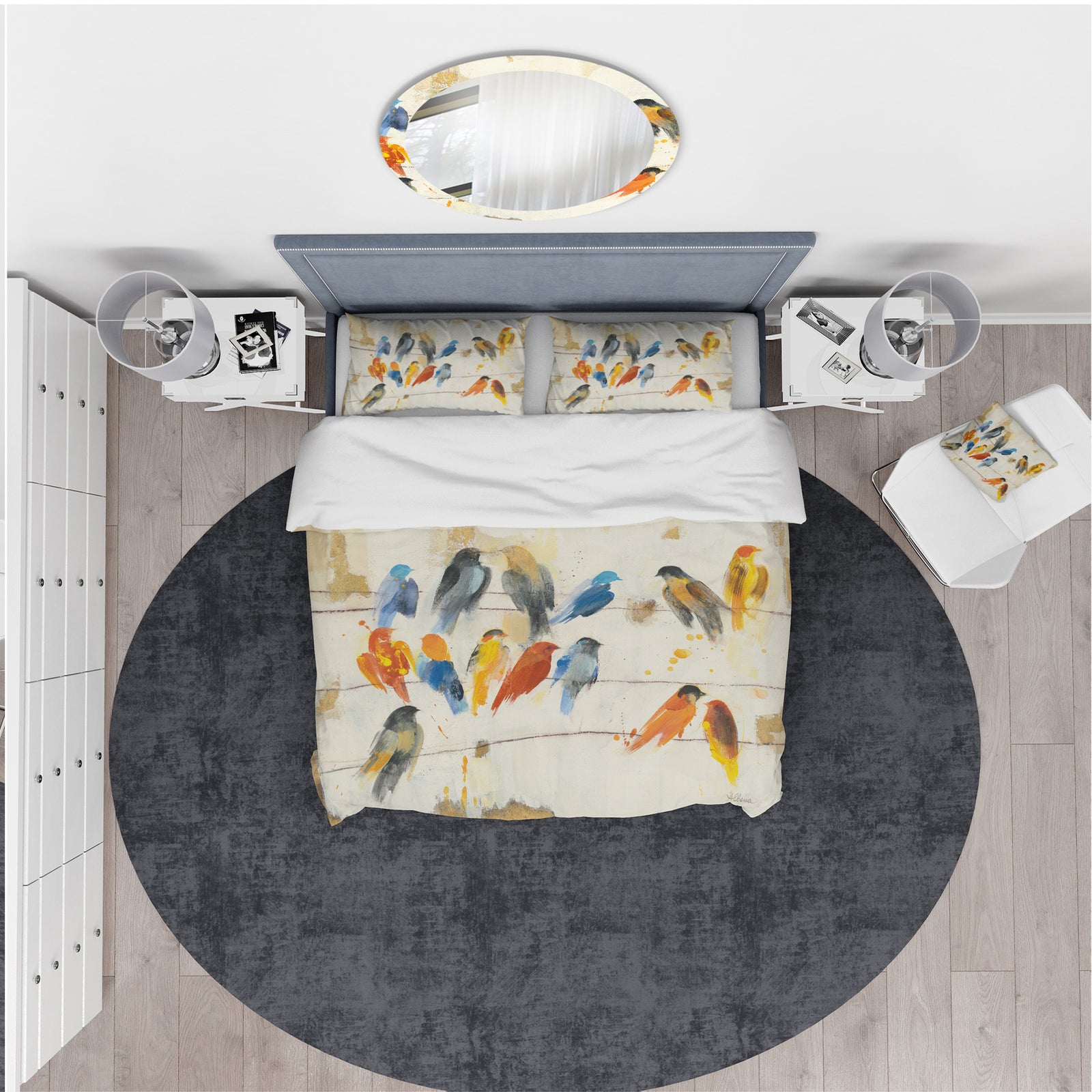 Multicolor Bird Meeting - Traditional Duvet Cover Set