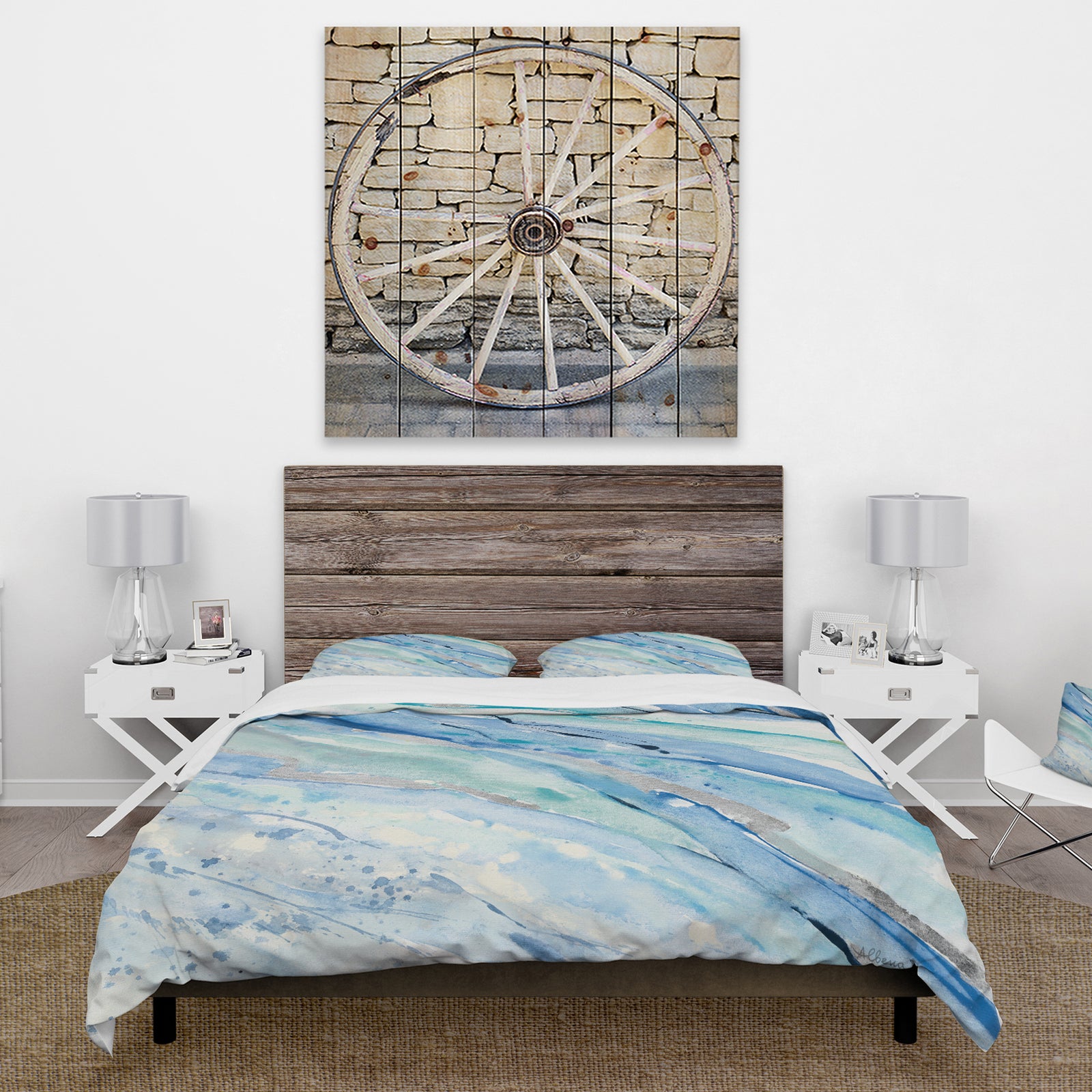 Blue Silver Spring I - Farmhouse Duvet Cover Set