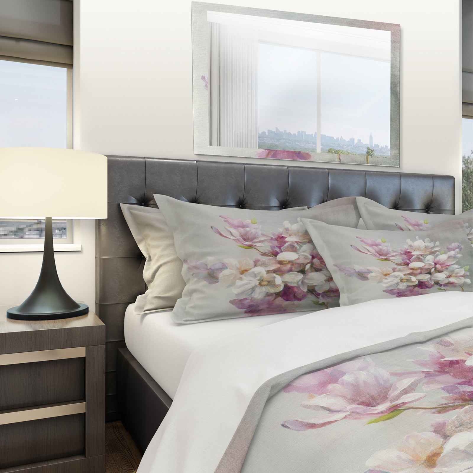 Pink Magnolia Flowers - Shabby Duvet Cover Set