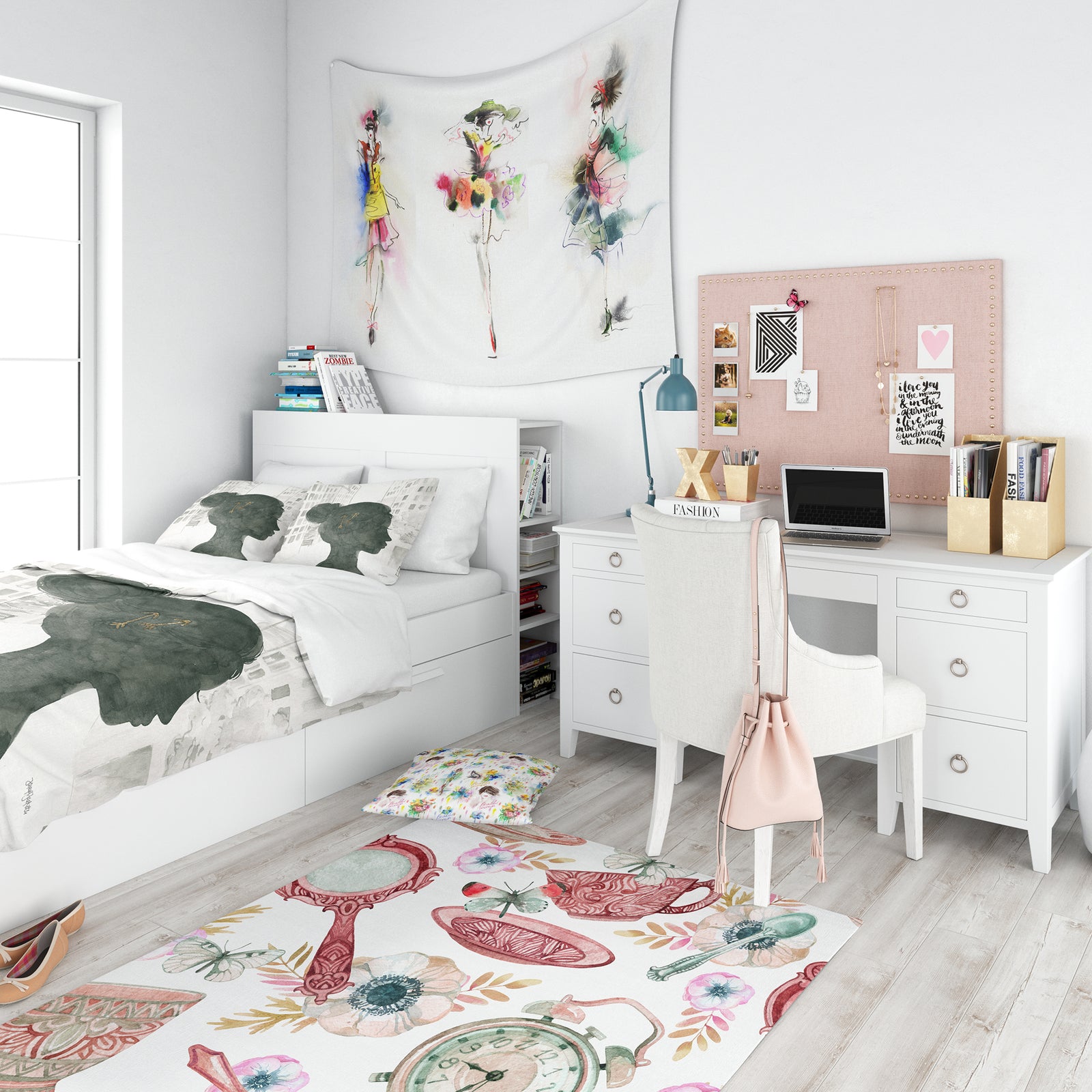 Glam Pink Ladies I - Teenage Duvet Cover Set