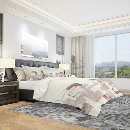 Watercolor Minimal Boxes I - Geometric Duvet Cover Set