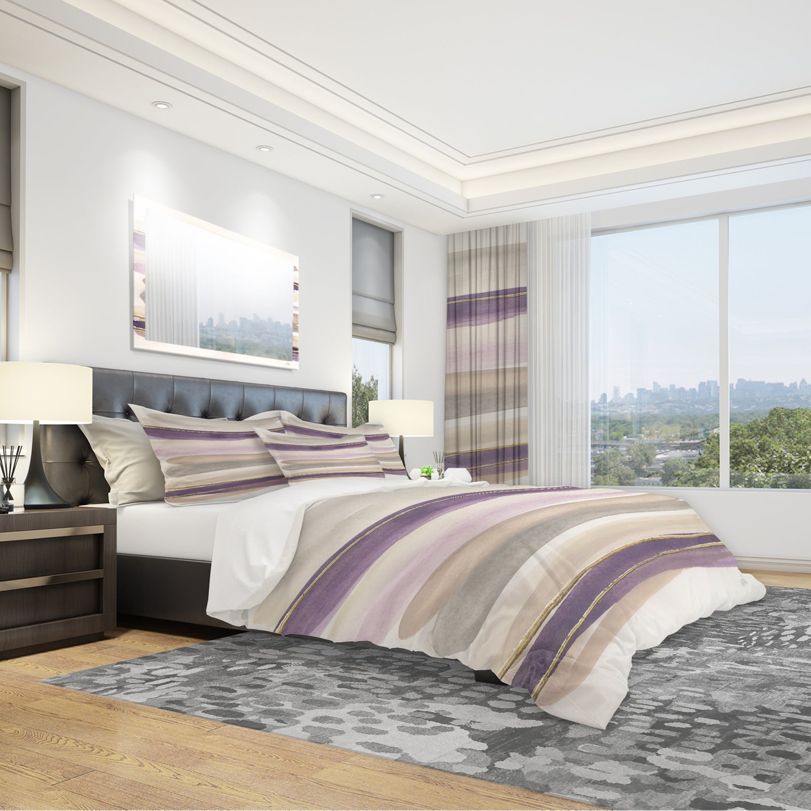 Shape of Glam Purple - Geometric Duvet Cover Set