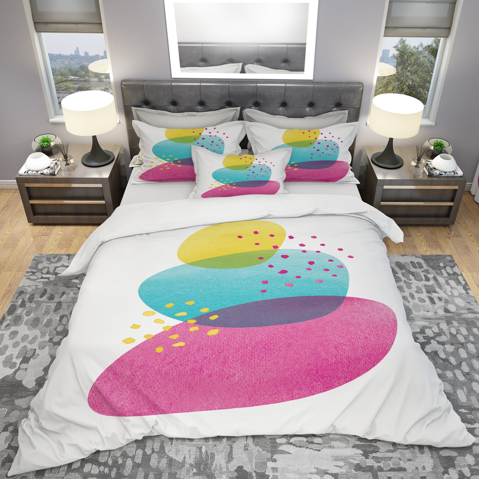 Minimal Spots Balance IV - Geometric Duvet Cover Set