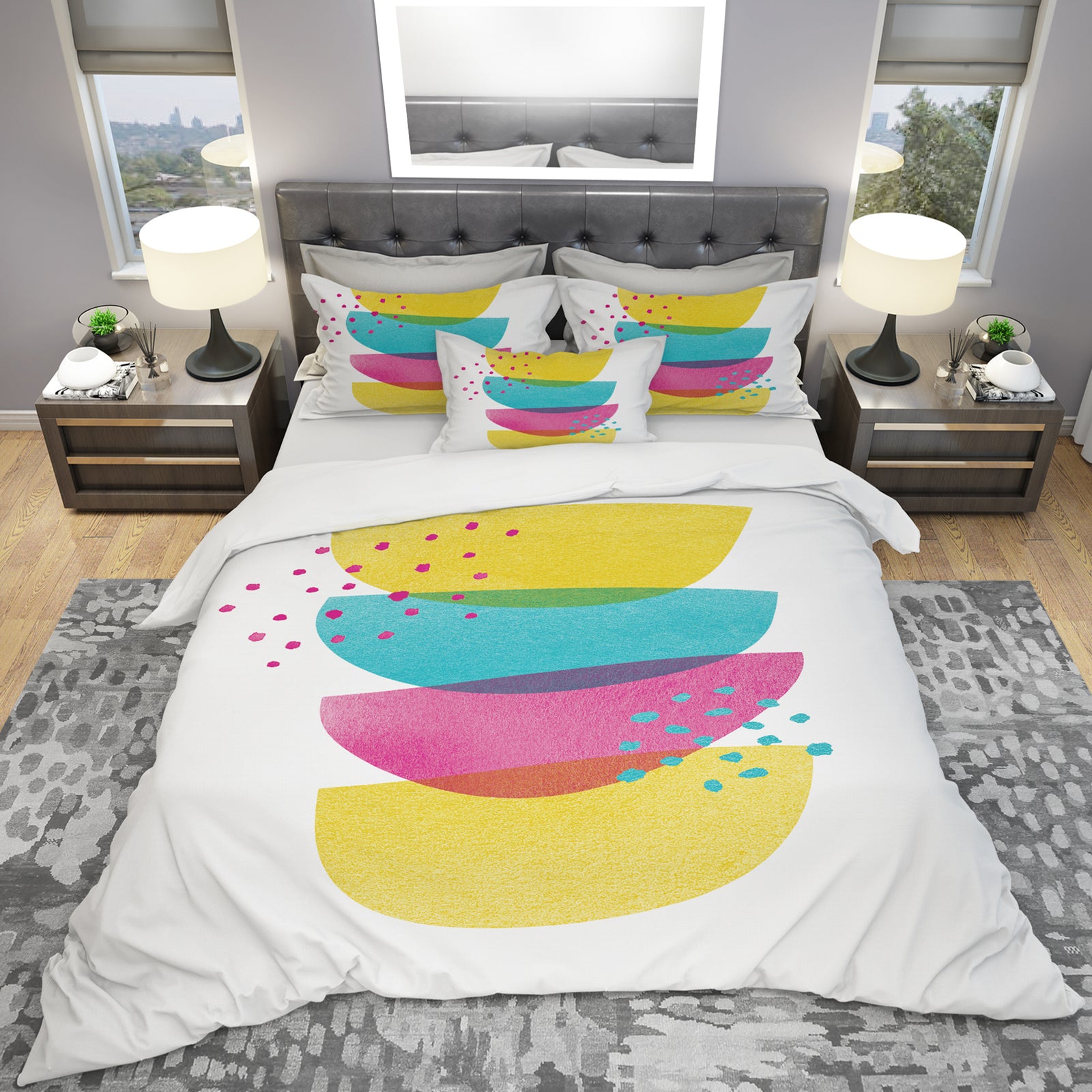Minimal Spots Balance II - Geometric Duvet Cover Set