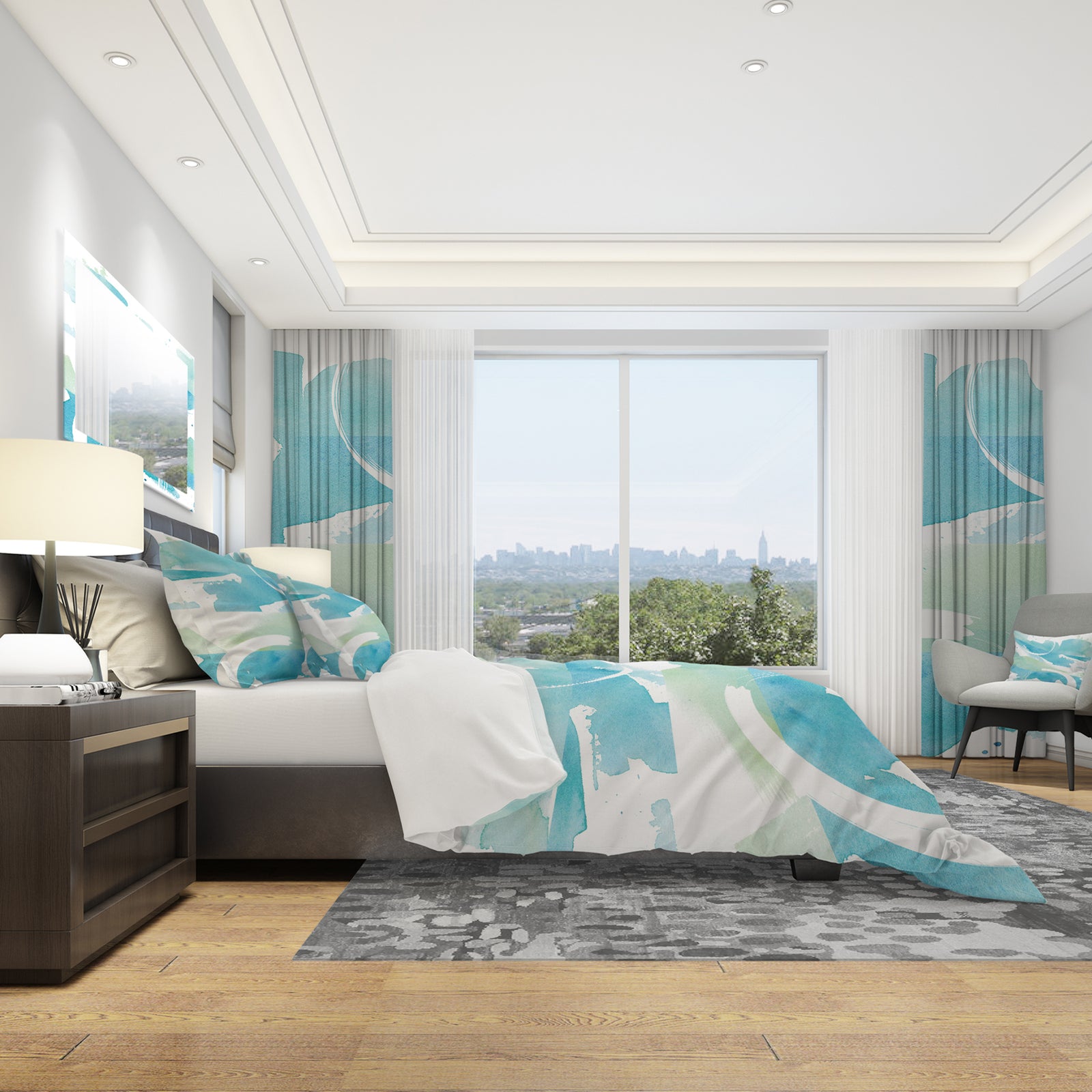 Coastal watercolors I - Geometric Duvet Cover Set