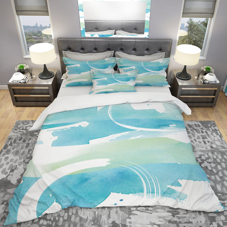 Coastal watercolors I - Geometric Duvet Cover Set