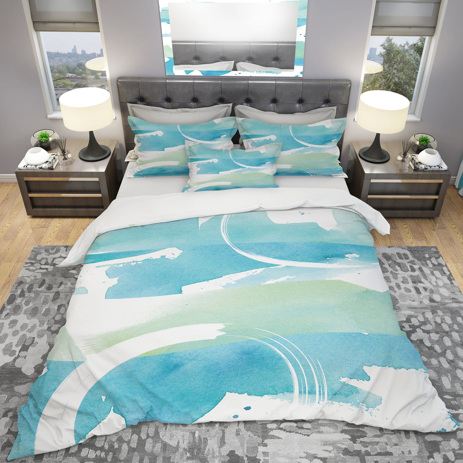Coastal watercolors I - Geometric Duvet Cover Set