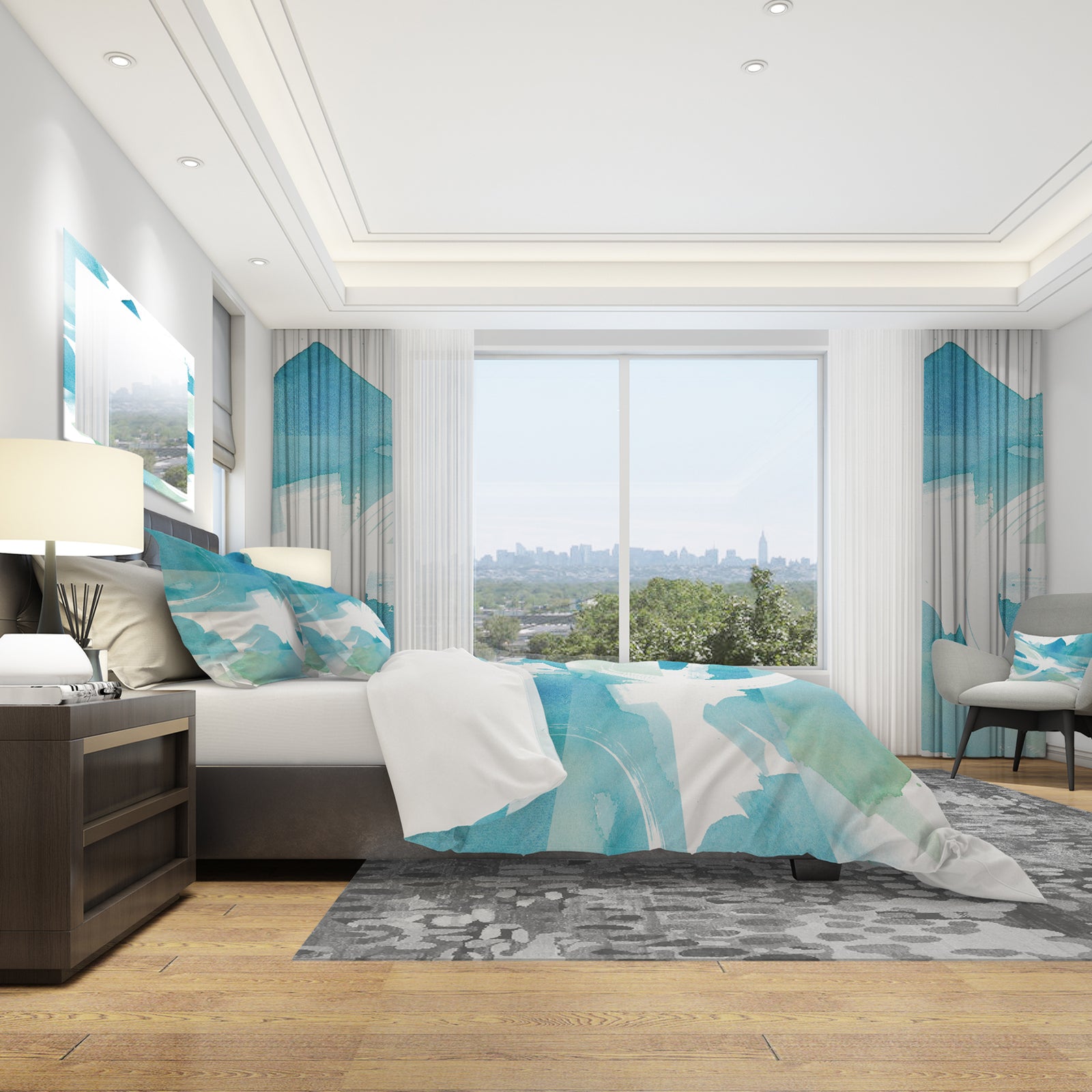 Coastal watercolors II - Geometric Duvet Cover Set