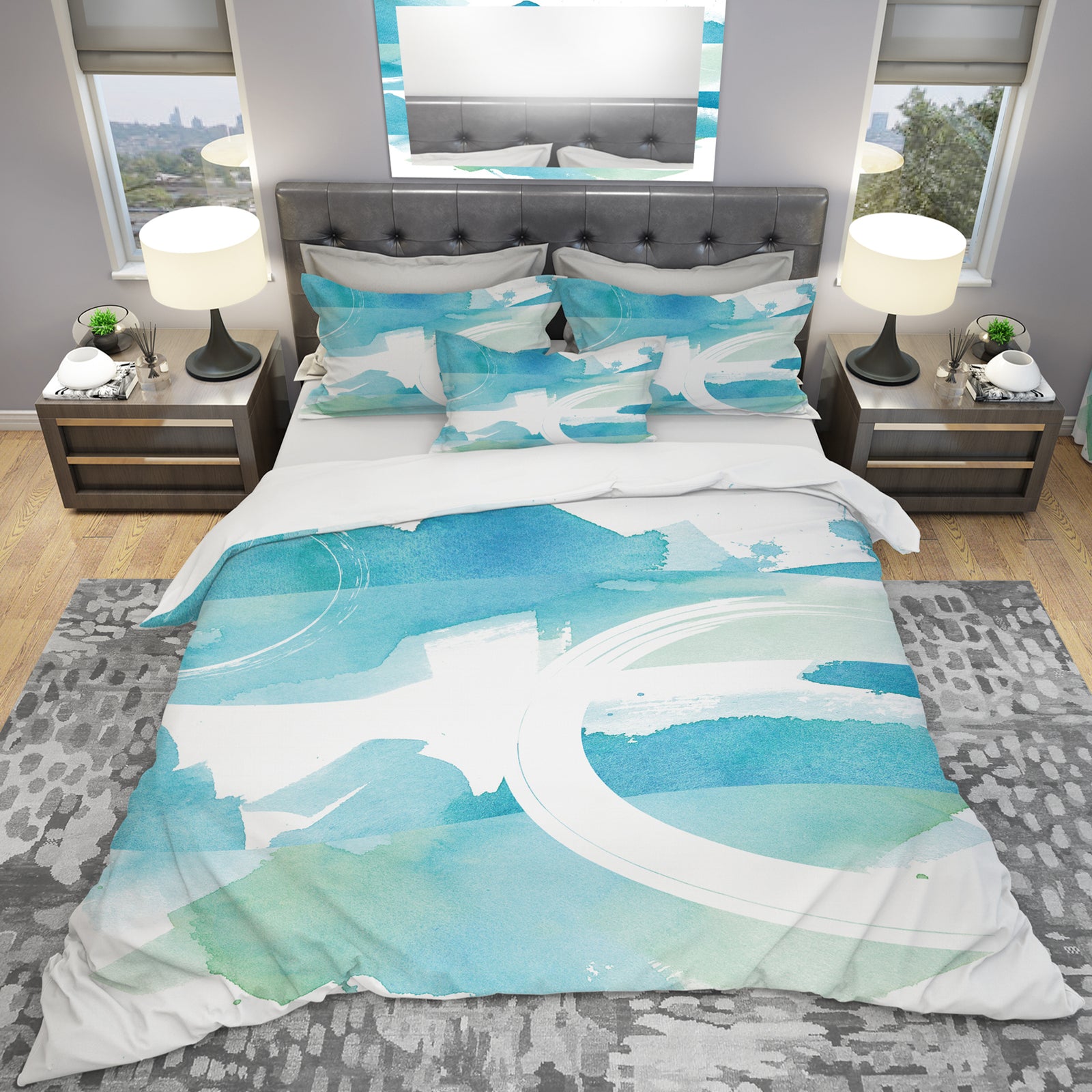Coastal watercolors II - Geometric Duvet Cover Set