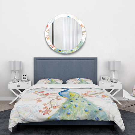 peacocks Watercolor II - Traditional Duvet Cover Set