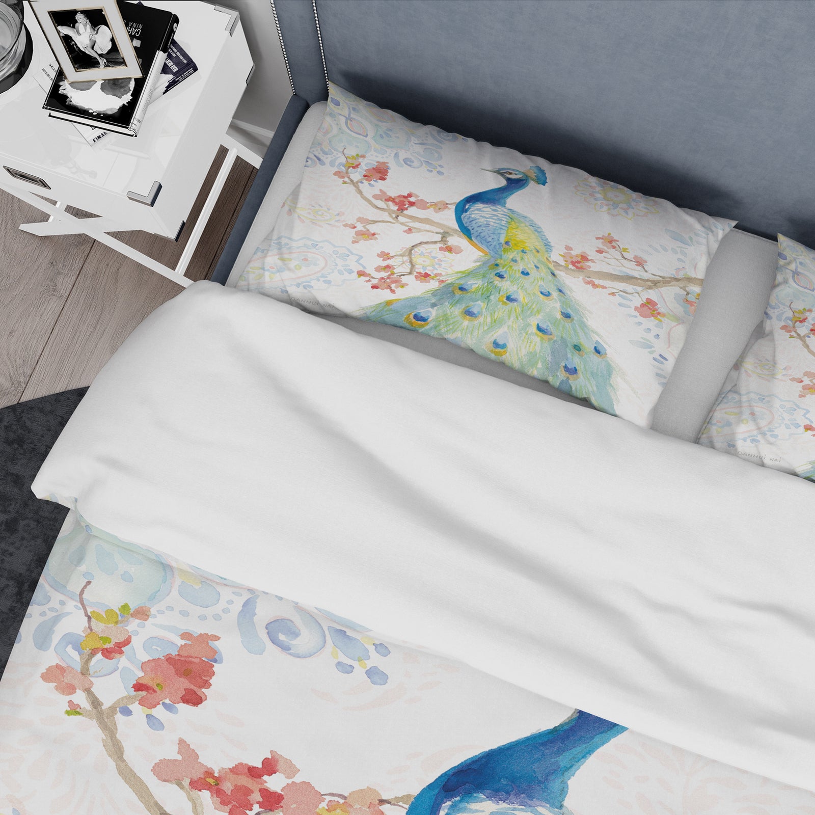 peacocks Watercolor II - Traditional Duvet Cover Set
