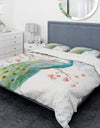 peacocks Watercolor I - Traditional Duvet Cover Set