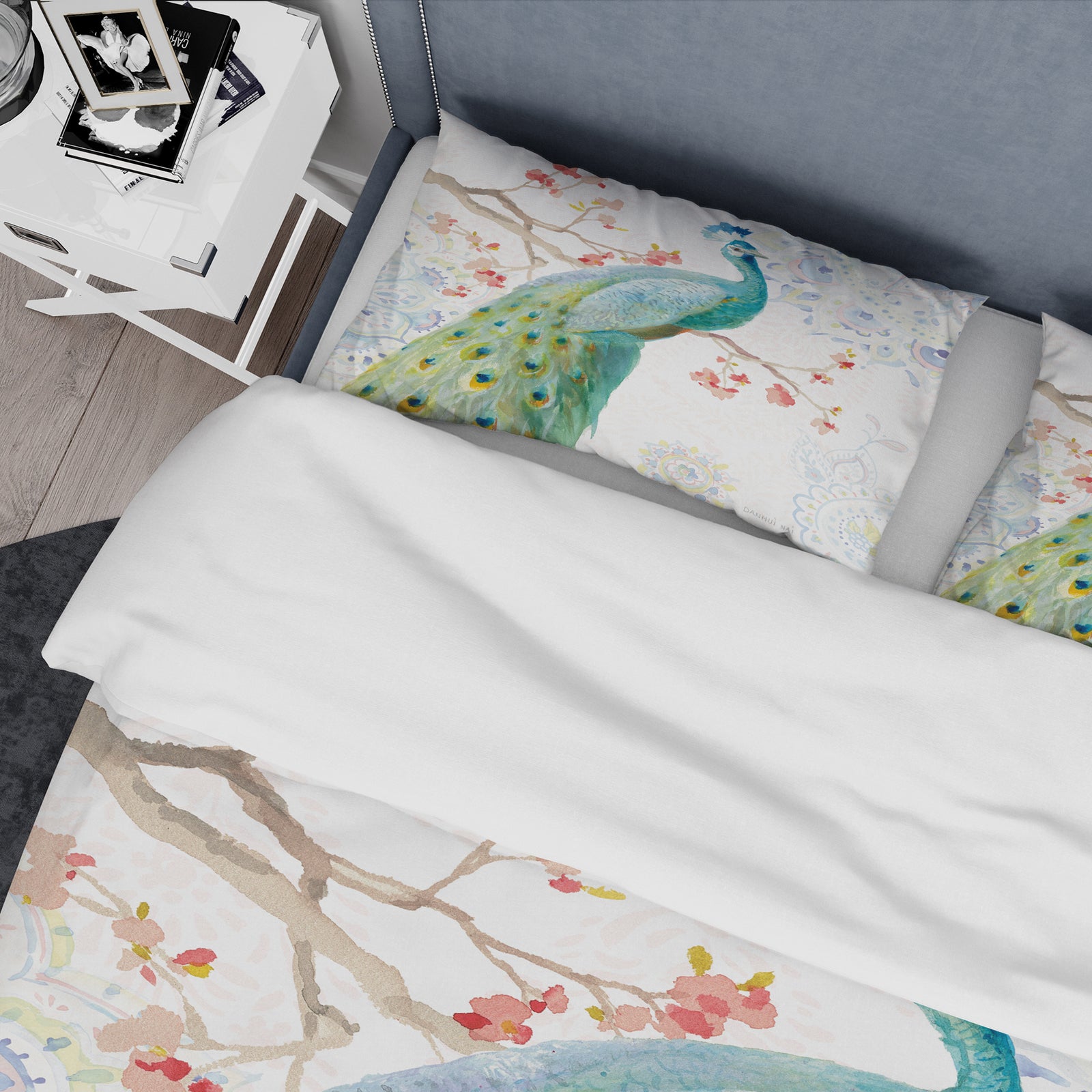 peacocks Watercolor I - Traditional Duvet Cover Set