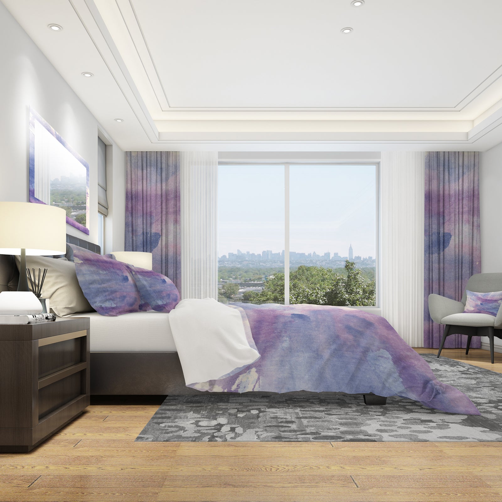 Watercolor Purple Haze II - Geometric Duvet Cover Set