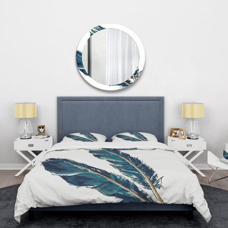 Gold Indigo Feathers III - Glam Duvet Cover Set