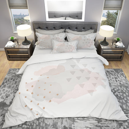 Watercolor Minimal Blush IV - Geometric Duvet Cover Set