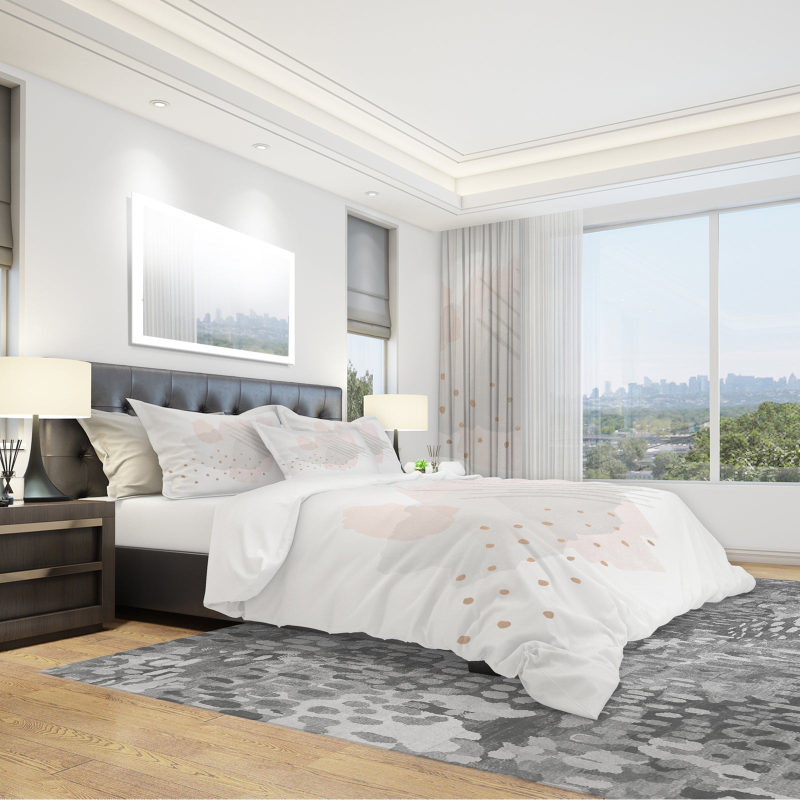 Watercolor Minimal Blush I - Geometric Duvet Cover Set