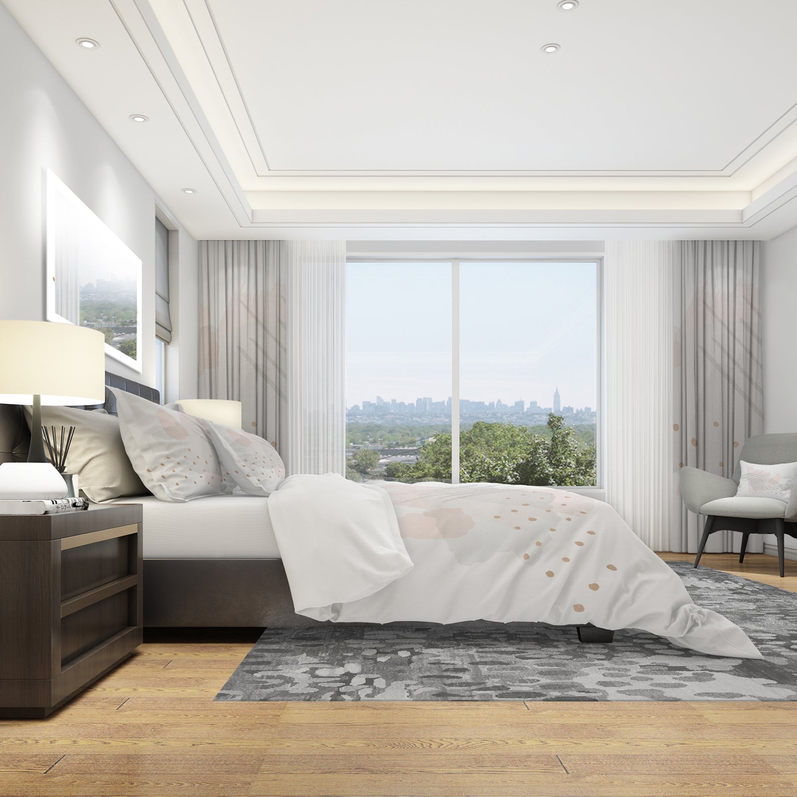 Watercolor Minimal Blush I - Geometric Duvet Cover Set