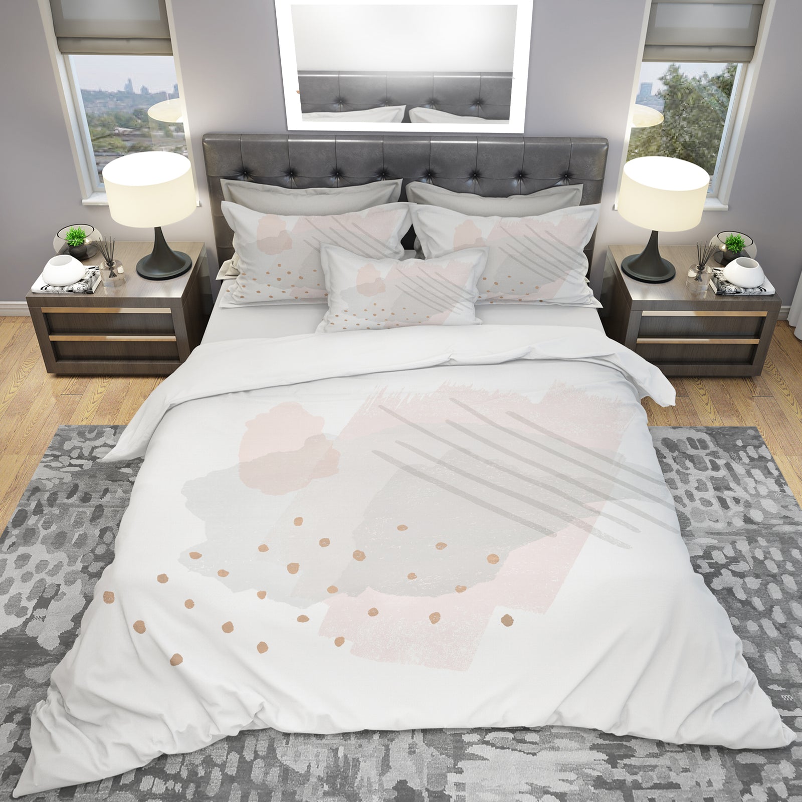 Watercolor Minimal Blush I - Geometric Duvet Cover Set