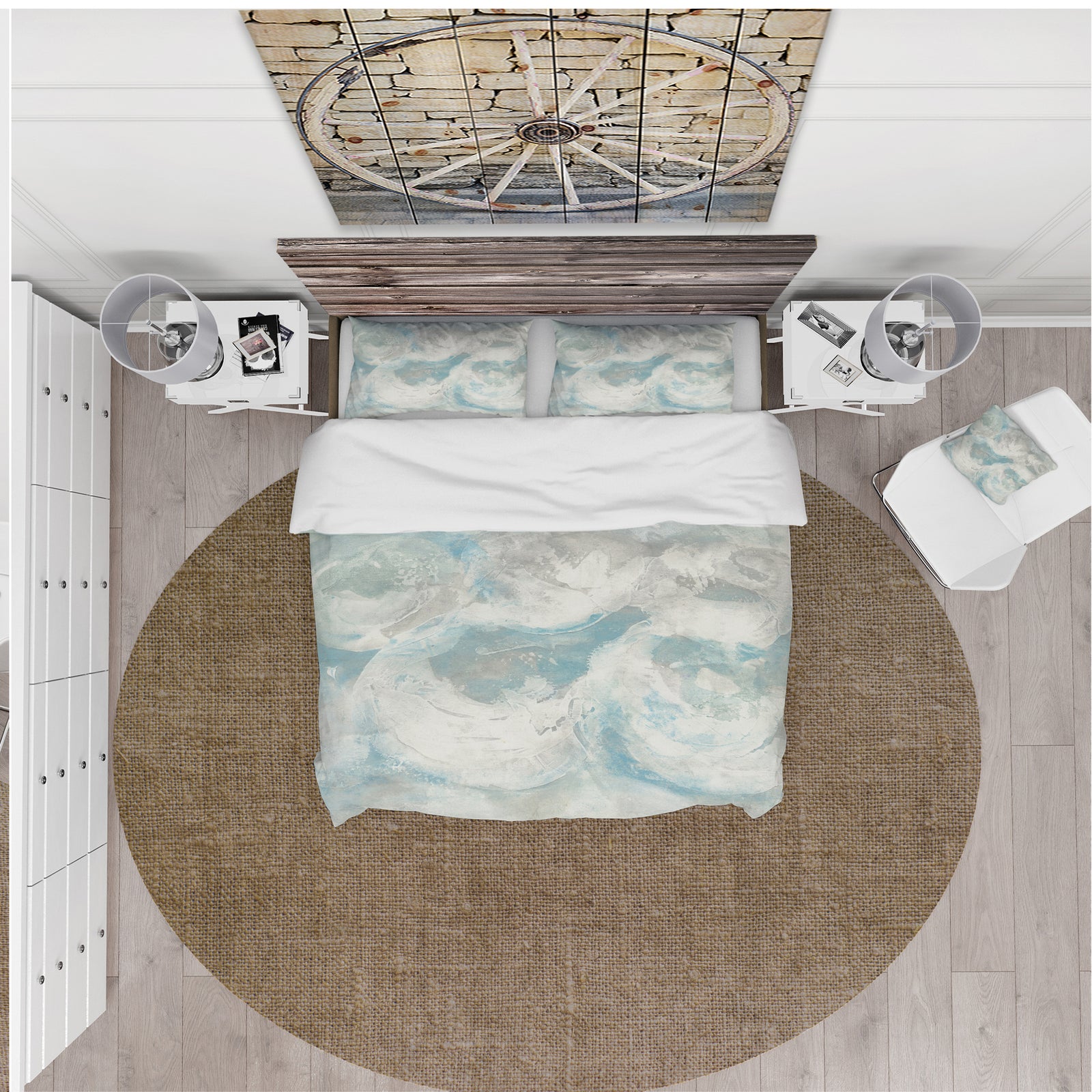 Pale Blue Shade IV - Farmhouse Duvet Cover Set