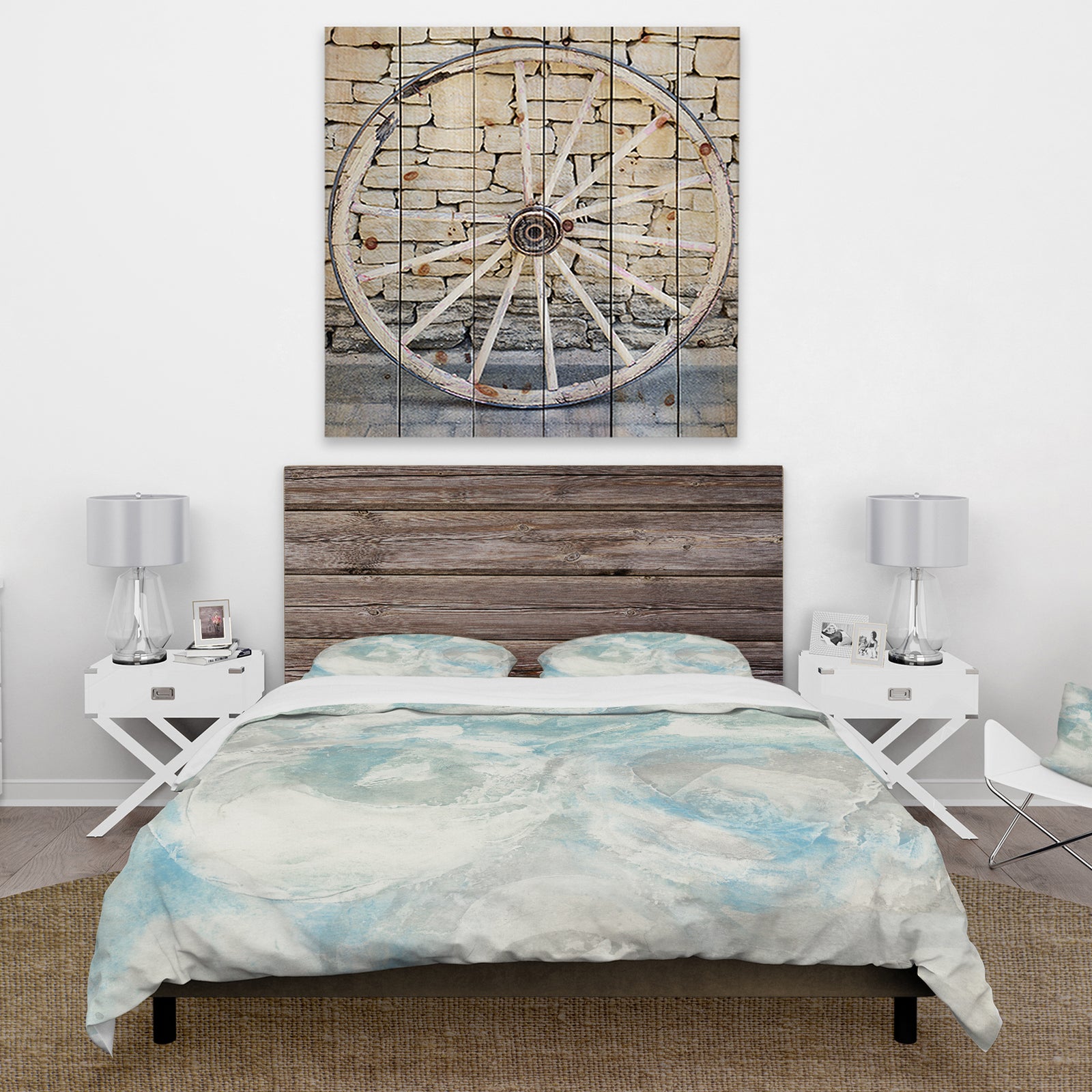 Pale Blue Shade III - Farmhouse Duvet Cover Set